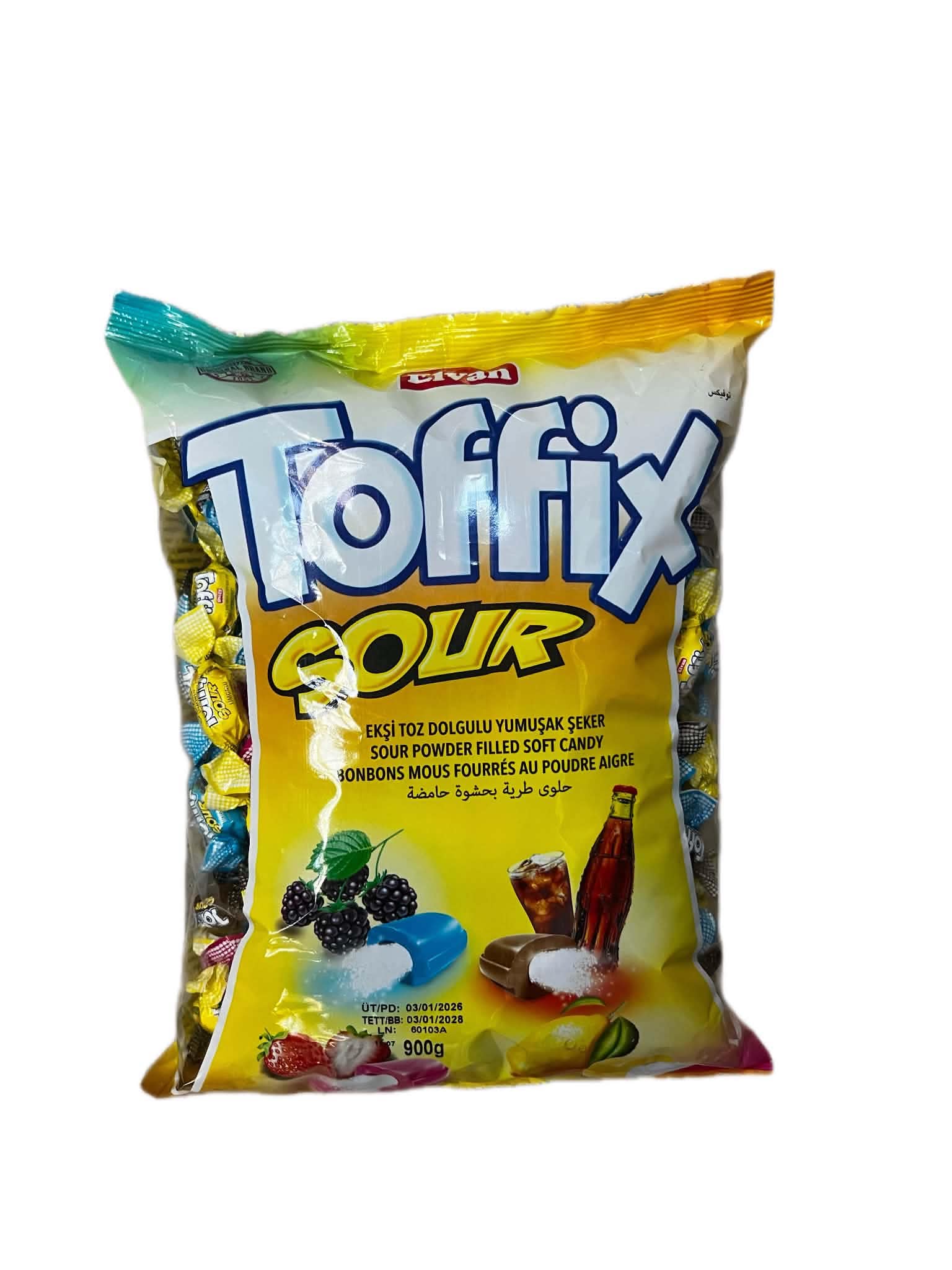 🍋 Toffix Sour Four – Savanyú porral töltött puha cukorka 🍓