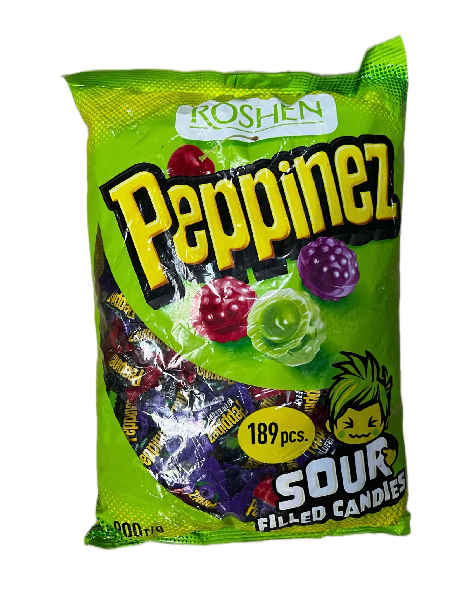 🍬 ROSHEN Peppinez – Savanyú töltött cukorka 🍒